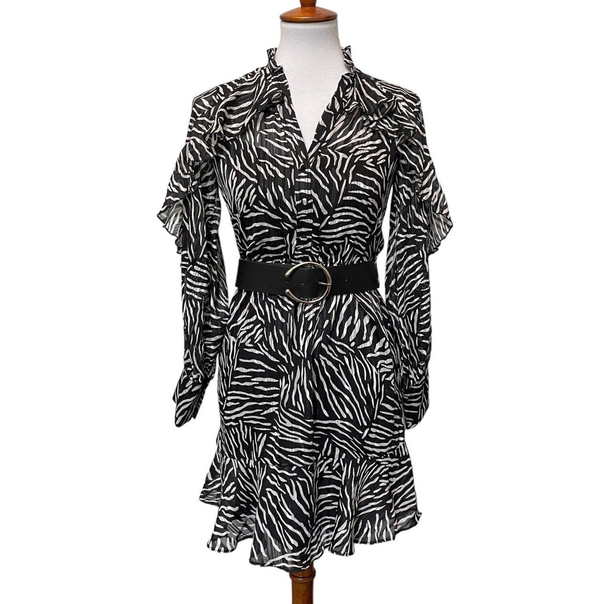 river island blue zebra dress River Island Ladies Dress Black/blue Zebra print Long Sleeve Size 6 BNWT 48