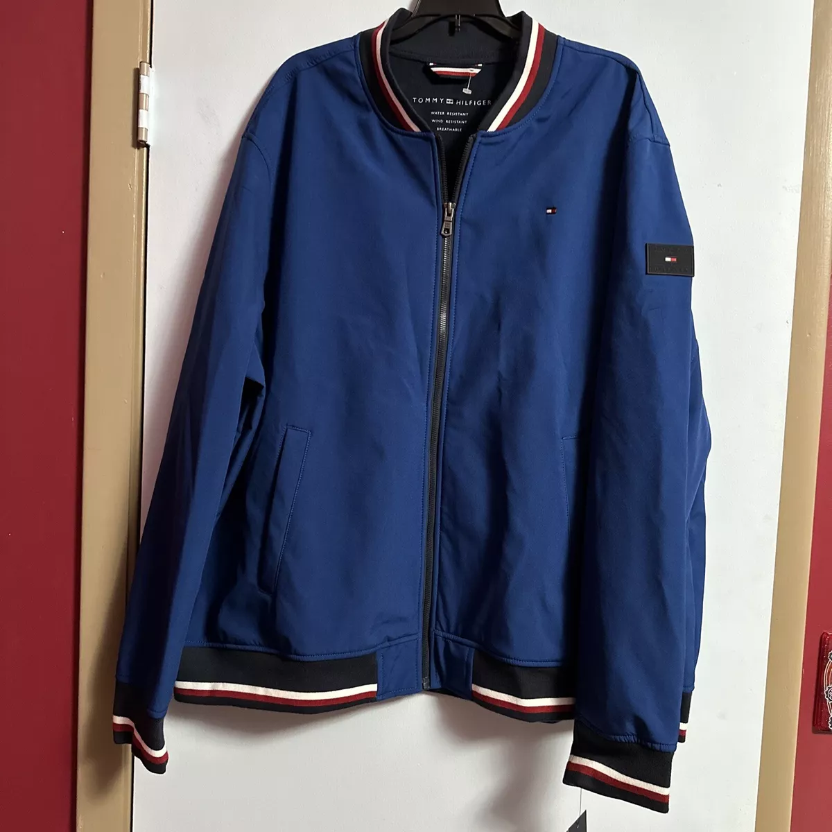 NWT TOMMY HILFIGER MEN REGATTA WATER RESISTANT WINDBREAKER YACHT JACKET  COAT RED