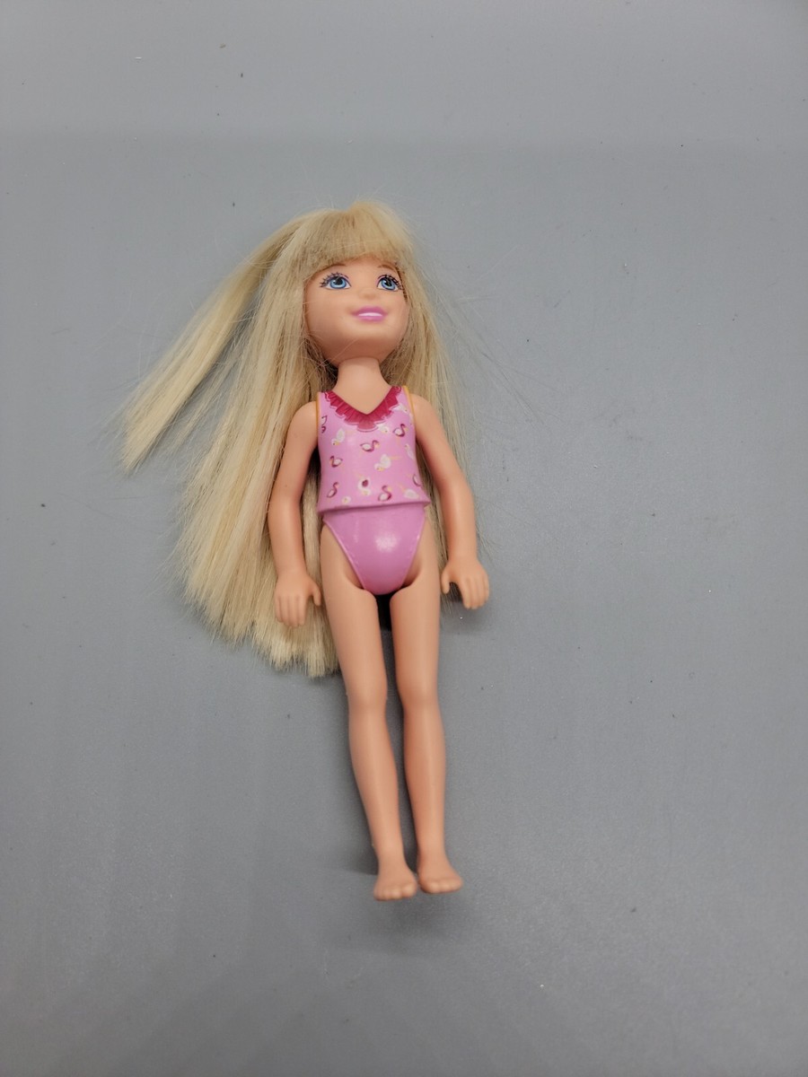 Barbie Sister Chelsea Blonde Hair Doll Pink Molded Suit No Shoes