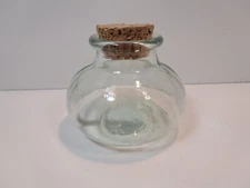 Vtg. Ben Rickert Round Heavy Glass Apothecary Jar W/ Cork Stopper Green Tint