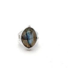 Sterling Silver Labradorite Ring Size 5 -Stone 13 x 18mm