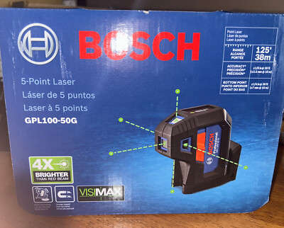 NEW-Bosch GPL100-50G 5-Point Self-Leveling Laser 125 ft with VisiMax Technology
