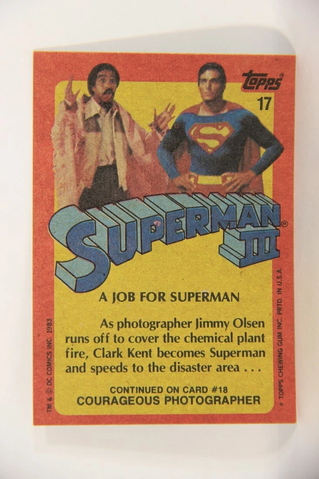 Superman 3 Topps 1983 Trading Card #17 A Job For Superman ENG L019082 - Image 2 of 2