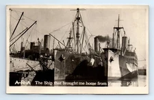 WWI US Naval Fleet SHIP THAT BROUGHT M EHOME FRANCE RPPC ARA Postcard c.1917