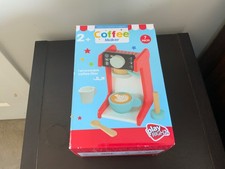 Playright Wooden Coffee Maker Set 7 Pieces Red Kids 2 Barista Toy - NEW