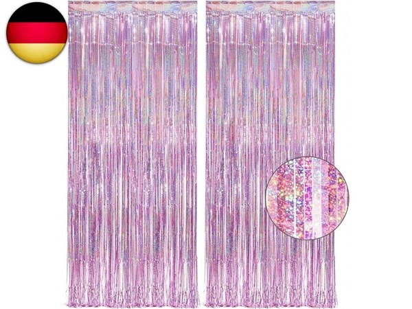 Lametta Vorhang Rosa Glitzer - Greatril MäDchen Lametta VorhäNge Folien Fransen-image