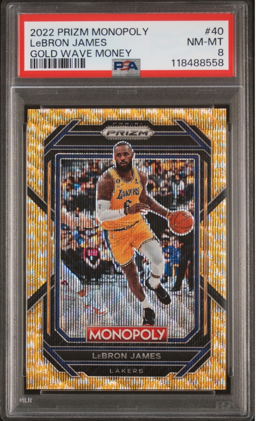 2022-23 Panini Prizm Monopoly LeBron James Gold Money Wave /10 #PS7 PSA 8 Lakers