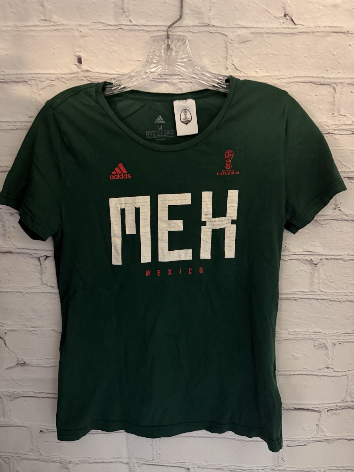 adidas MEXICO Russia World Cup Graphic Tee Green Cotton Junior' Size M
