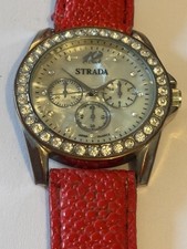 Strada - Red, silver and pearlescent ladies watch - Untested