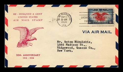 US COVER AIR MAIL 6C FIRST DAY ISSUE SCOTT C23 ST PETERSBURG FLORIDA
