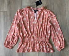 Simply Vera Wang Floral Shirt ~ Petite Medium PM ~ Stretch Soft Business Casual