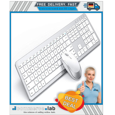 Tastatur Maus Set Kabellos, seenda SK38-3 Ultra-Dünne Wiederaufladbare Funkta...