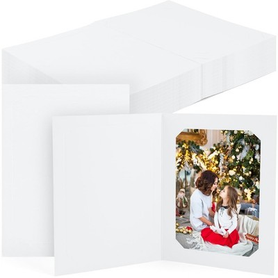 50 Pack 4x6 5x7 White Photo Folders Cardboard Picture Frame Event Cards Wedding