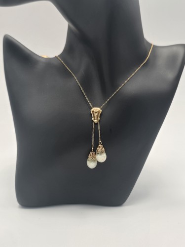 Vintage 14K Gold Floating Opal Drop Necklace Horace Welch Style ACo 18"