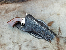 Holster Leather Gun Revolver Western Pistol Cowboy Hand Tooled Dark Brown