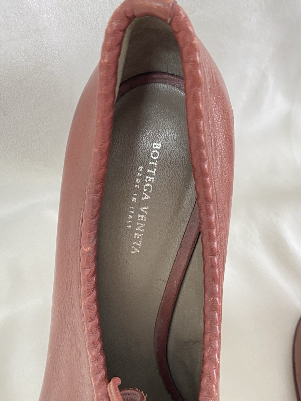 BOTTEGA VENETA 4-inch Loafer Heels In Burgundy Calf Leather Upper Material G.C thumbnail 3