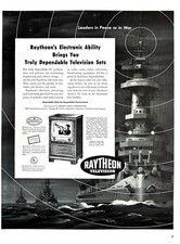 1950 RAYTHEON TV Set Genuine Original Vintage Print Ad U.S. NAVY WAR BATTLESHIP