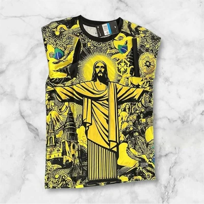 T-shirt Nike Brasil Christ Rédempteur Jaune Neuf 🇧🇷 - Photo 1/2