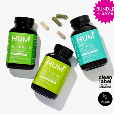 NEW HUM Pro Gut Bundle 3PC Gut Instinct Flatter Me Daily Cleanse Digestive Care