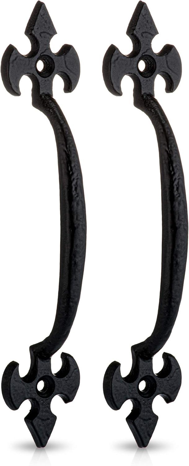 XFORT 160mm Black Fleur De LYS Door Handle Pull, Antique Black Pull Handle, Cas