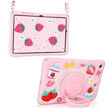 for Samsung Galaxy Tab A9 Plus Case for Kids Girls with Shoulder Straps Pink
