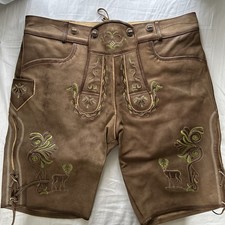 German Bavarian Oktoberfest Trachten Lederhosen Leather Men Short Sz38/EU 54