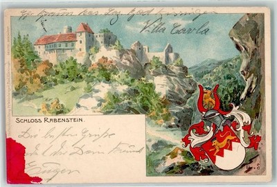 39220736 - 8581 Ahorntal Castle Rabenstein coat of arms sign Fohn by S. Bayreuth LKR