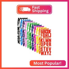4inch 12 Sheets Alphabet Stickers, 12 Colors Self Adhesive Vinyl Letter Stickers