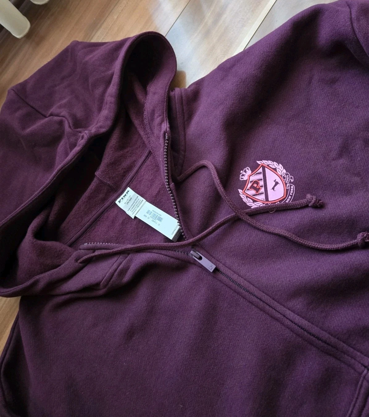 UNDERCOVER Felpa con cappuccio e zip Victorias Secret ROSA campus cane XL Wild Rose nuova con etichette