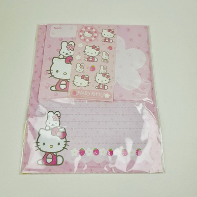 #ad 2007 Sanrio Hello Kitty Pink Stationary Letter Set Rare Slight Bend New $34.29