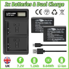2PCS LP-E12 Battery For Canon EOS M M2 M10 M50 M100 M200 100D Rebel SL1 Charger