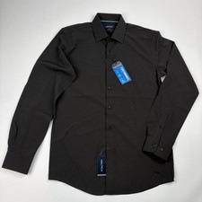 Nautica Mens Performance Slim Fit Black Dress Shirt Wrinkle Resistant