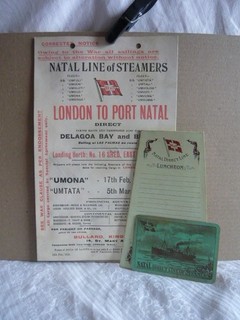 WWI Bullard King Shipping Natal London Line 1915 Steamers Flyer Menu & pl card