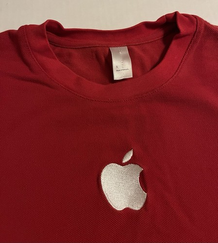 Apple Store Employee Pique Embroidered Logo Red T-Shirt Small iPhone Watch Mac