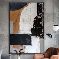 Handpainted Oil Painting On Canvas Home Decor Abstract Wall Art Black Gray