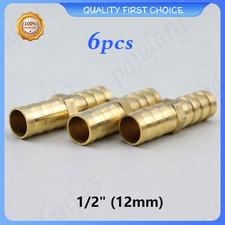 Brand New 6Pcs Brass Barb Mender Union Fitting 1/2" 12mm for Gas Fuel Water Air