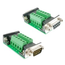 DB9 Breakout Board Adapter 2-Pack - DB9 Male Female to Terminal Connector f...