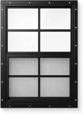 12 x 18 Inch Black Shed Window Chicken Coop Aluminum Frame Tempered Glass Screen