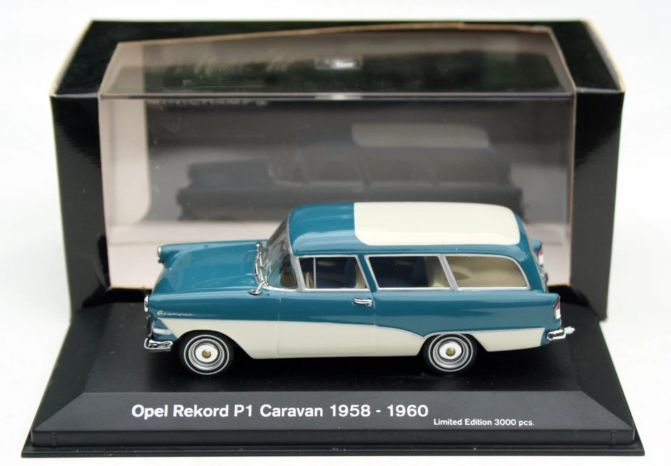 Opel Rekord P1 Caravan Anno 1957-1962, Blu, Modello Minichamps In M. 1:43, OVP - Immagine 3 di 4