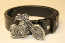 Bergamot Brass Works 1979 USA Made Motorcycle Belt Buckle 42-44 Leather Belt