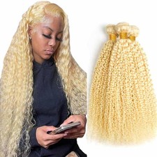 Bafamiya 613 Blonde Bundles Human Hair 24 26 28 Curly Wave Color 613 Human Hair