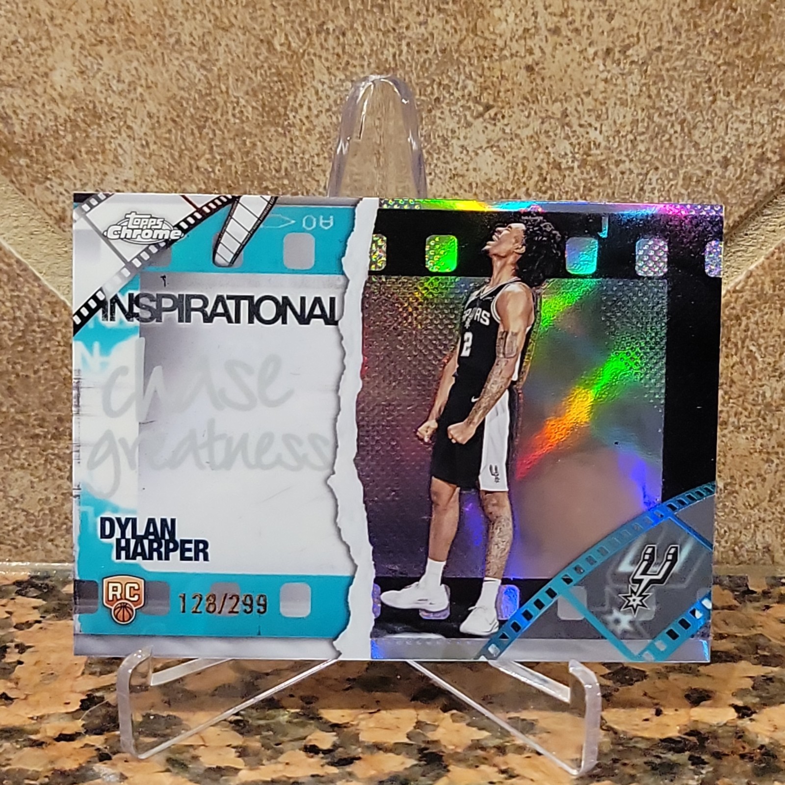 2025-26 Topps Chrome Dylan Harper Inspirational Aqua Refractor RC /299 SPURS 