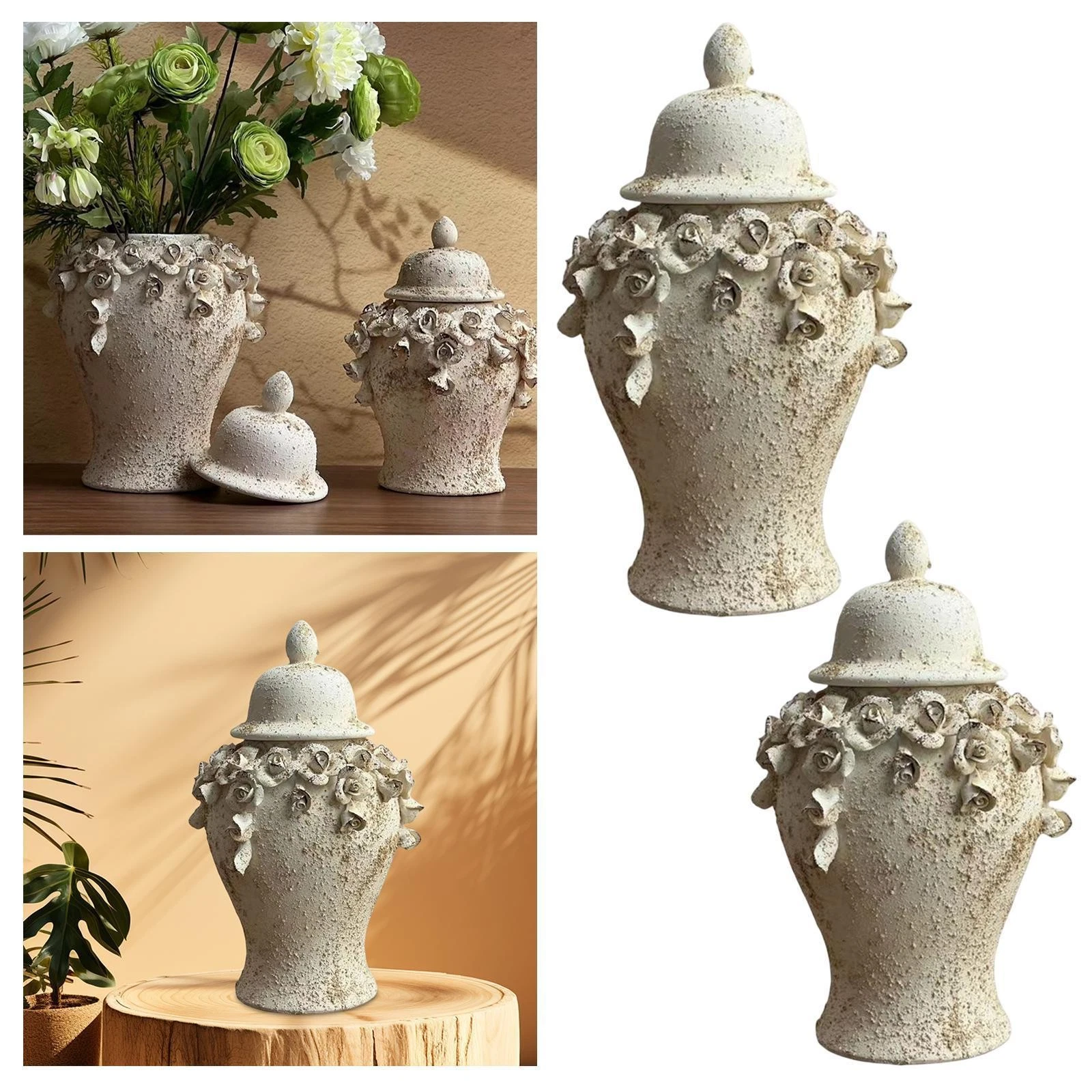 Ceramic Flower Vase Porcelain Ginger Jar Collectible Display Handicraft Table