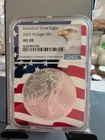 Burnished Silver Eagle 2025 W Eagle S$1 MS 70 Flag Core
