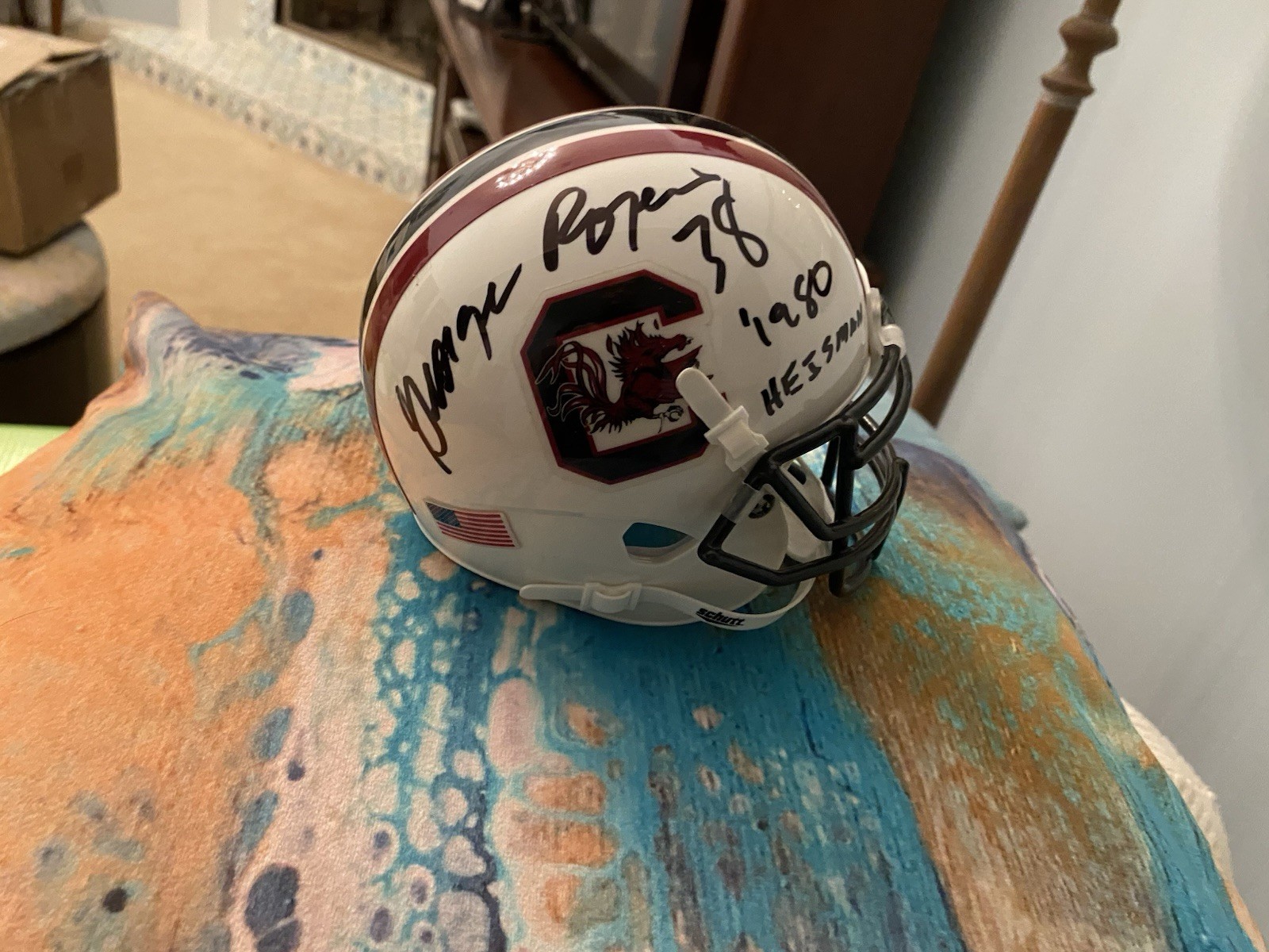 George Rogers Autographed Signed South Carolina Gamecocks INSCRIBED MINI HELMET BECKETT COA! 