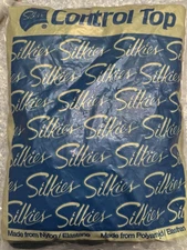 Vintage Silkies Control Top Pantyhose Medium JET BLACK 728