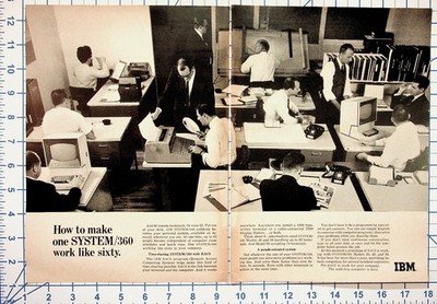 Vintage IBM SYSTEM/360 RACS Computer Ad Print Ephemera 1960s Technology