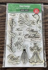 Hero Arts Clear Design Stamps Hand Drawn Christmas Holiday Season Greetings NEW