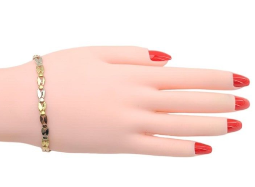 Leaf Style Ladies 7.25 Inches Bracelet New Solid Real 10K Gold multi Tone 5.6 Gr - Picture 5 of 11