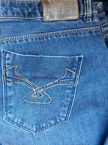 Pantalones de mezclilla rectos Biba azules para damas Reino Unido 12 cintura 32 pulgadas de largo 32 pulgadas - Imagen 9 de 10
